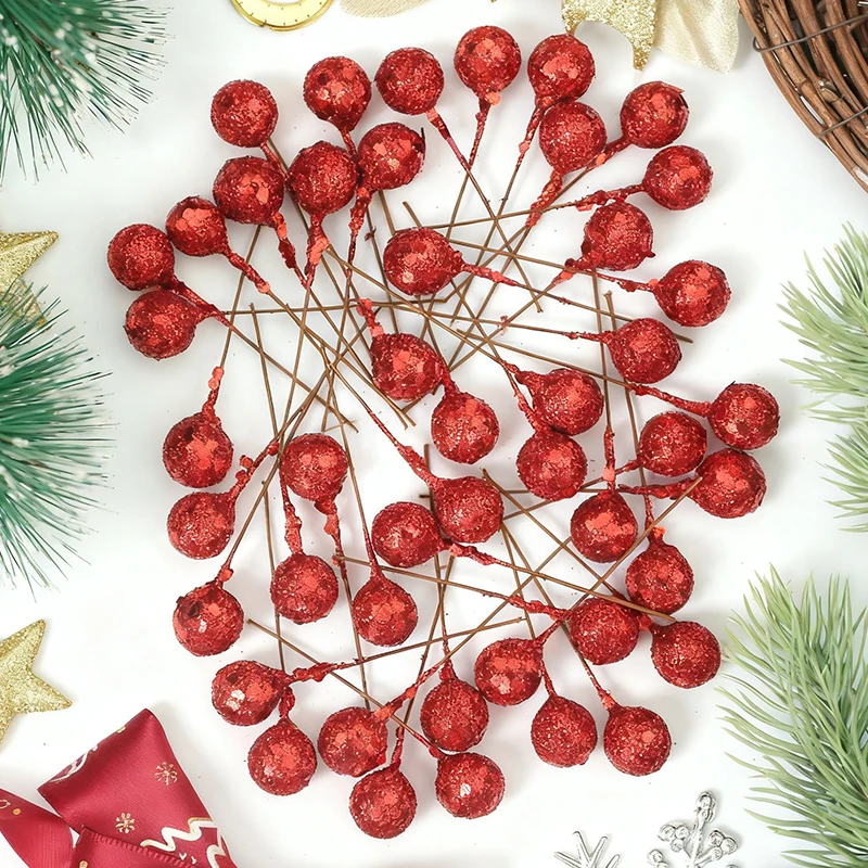 50/100/200 Stück Künstliche Beeren Weihnachtsdekoration Christbaumschmuck für Heimdekoration Noel Navidad Neujahr 2026 Ornament – Detail 8