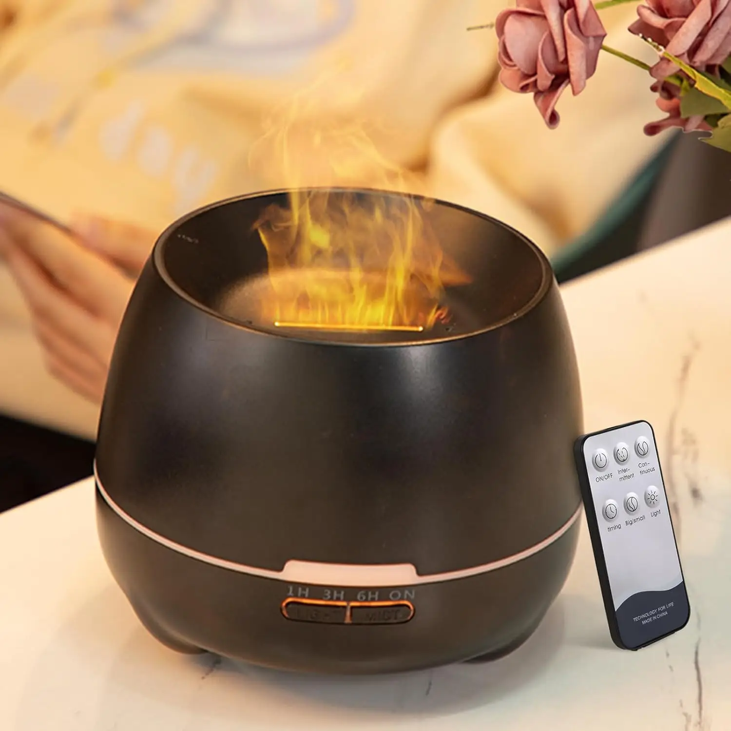2026 New Upgrade 500ml Simulated Flame Aromatherapy Diffuser, Ultrasonic Silent Essential Oil Diffuser With Rem