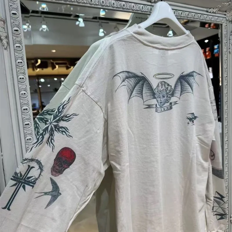 

Повседневная белая футболка с длинными рукавами Four Seasons Saint для мужчин и женщин, уличная одежда из 100% хлопка, футболка большого размера, топы