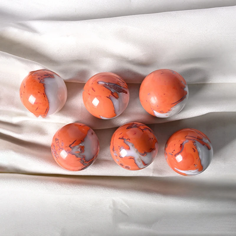 1PC Hand-Polished Flame Agate Sphere - Natural Stone Ball, Durable Polished Mineral Specimen for Home or Office Decoration