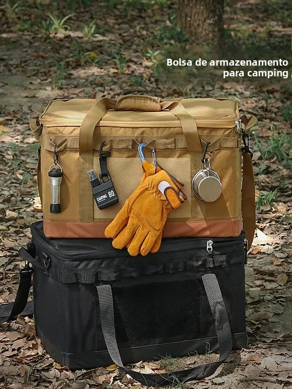 Caixa de Armazenamento para Camping ao Ar Livre de Grande Capacidade 60L, Organizador Multifuncional de Utensílios de Cozinha...