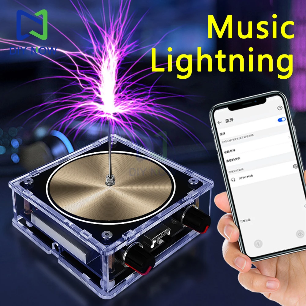 AC110-240V gold music Tesla coil Bluetooth/AUX dual mode music box artificial lightning touchable audio science experiment