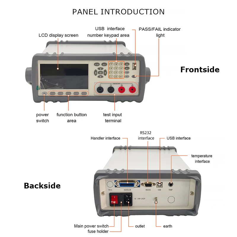 Maximum Test Current 1A DC Microohmmeter or Resistance Tester for 4-wire measurement lab equipment