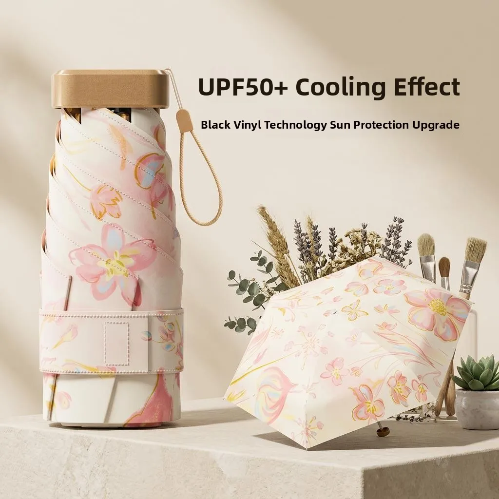 

Portable Compact Thickened Outdoor Umbrella Sun Protection UV Protection Women's Foldable Rain And Sunshade Umbrella