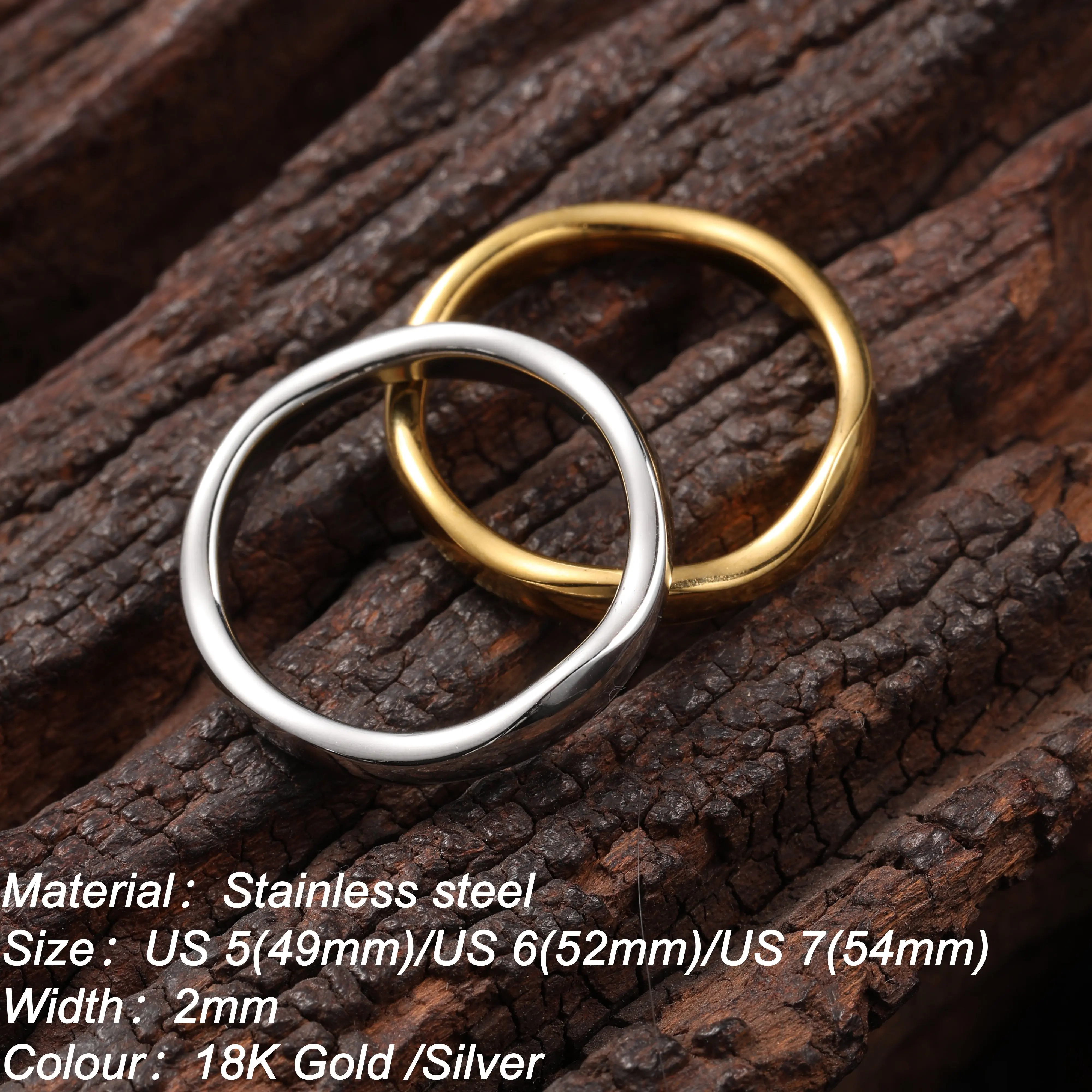 St.delan 18K Gold Plated Wavy Irregular Rings | French Romantic Stainless Steel Minimalist Fashion Hand Accessories