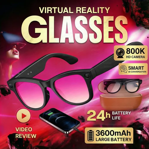 Imagen 1 del producto 2026 nueva cámara de 800W 3600mAh cargador portátil gafas inteligentes más de 100 idiomas traducción Bluetooth llamada reproductor de música AI Chat gafas