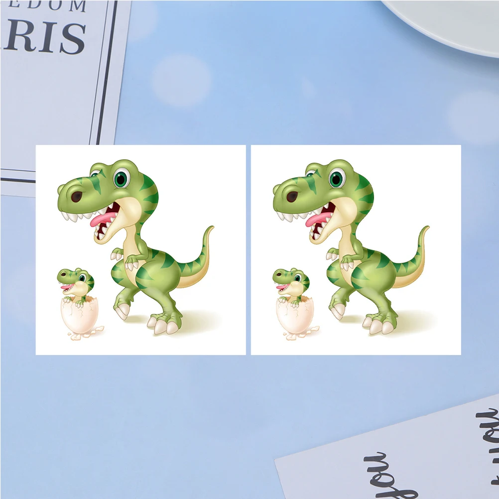 

2pcs Dinosaur Clothing Iron-On Patch Printed Accessory Colorful Clothing Sticker For Girls Filling Costume Repair Applique For