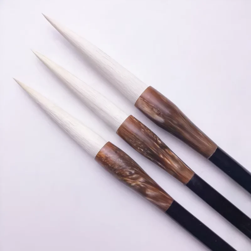 Woolen Hair Chinese Calligraphy Brushes Long Hair Soft Caligrafia Cursive Script Painting Writing White Hair Brush Tinta China