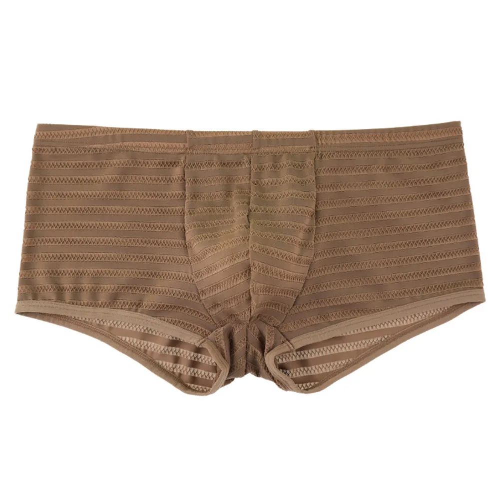 Men Stripe Mesh Boxer Shorts Underwear Low Rise Breathable Flat-angle Pants Trunk Shorts Thin Boxer Briefs Underpants S-xL