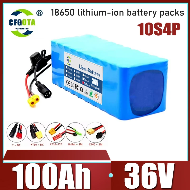 36V 100Ah， Used for replacing battery packs in electric scooters, 10S4P battery pack, 18650 lithium-ion battery pack
