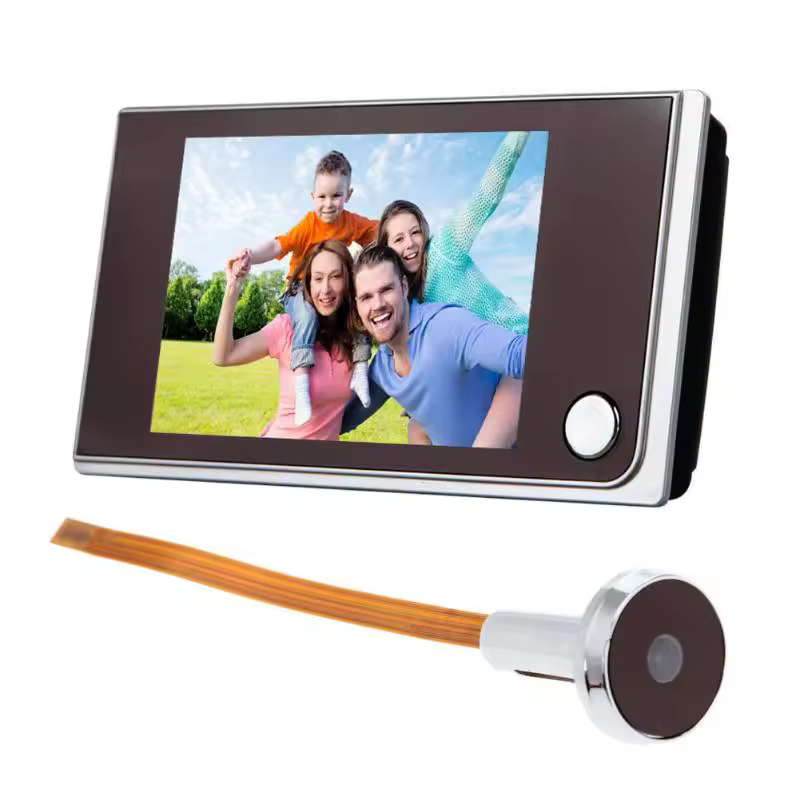 פעמון דלת דיגיטלי עם מסך צבעוני LCD בגודל 3.5 אינץ', זווית ראייה של 120 מעלות, מצלמת פיהול אלקטרונית לדלת, מצלמת דלת חיצונית