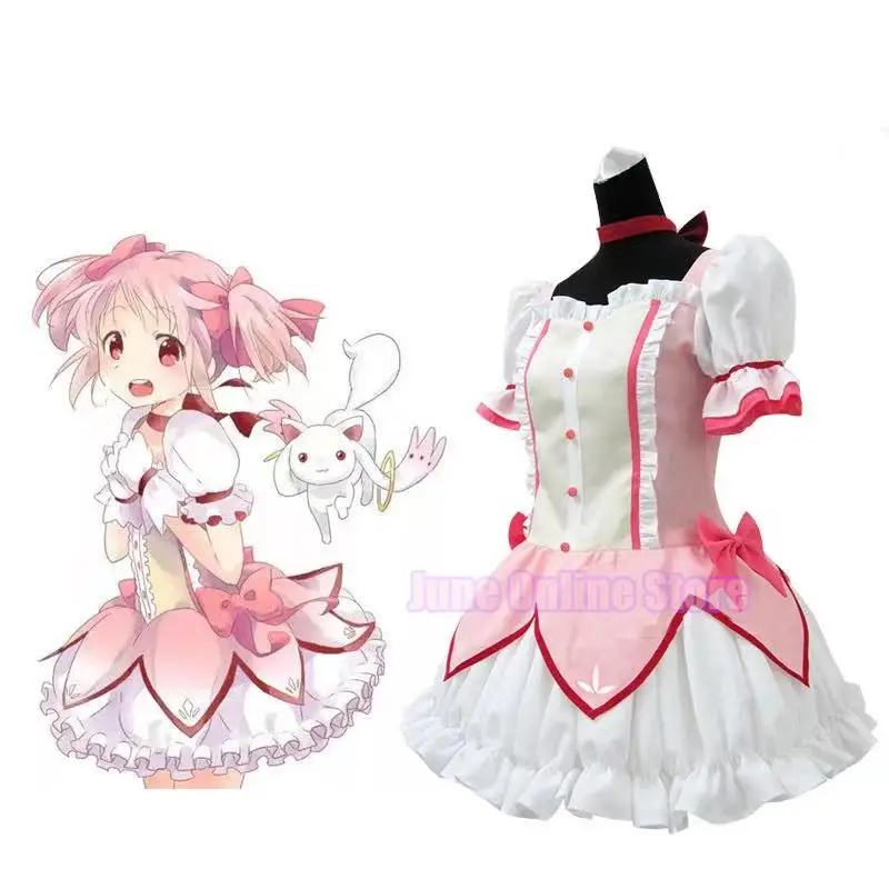 Anime Puella Magi Madoka Magica Cosplay Traje para Mulheres, OVA Roupas de Halloween, Fancy Pink Lolita Dress Suit, Uniformes Escolares