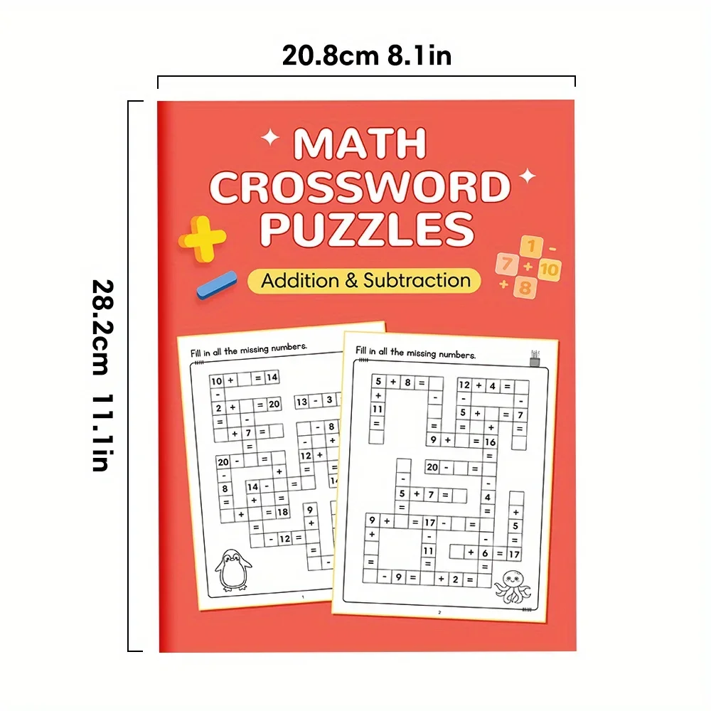 Immagine 3: 32 pagine/set di addizioni sottrazioni entro 20 quaderni di esercizi di matematica con risposte Libro di esercizi di puzzle di parole incrociate matematiche per bambini