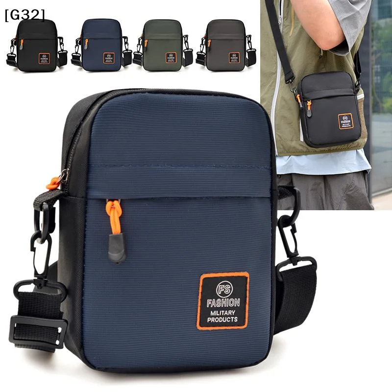 Mens Lightweight Nylon Crossbody Bag Multiple Compartments Zipper Square Adjustable Strap Crossbody Bag[G32]