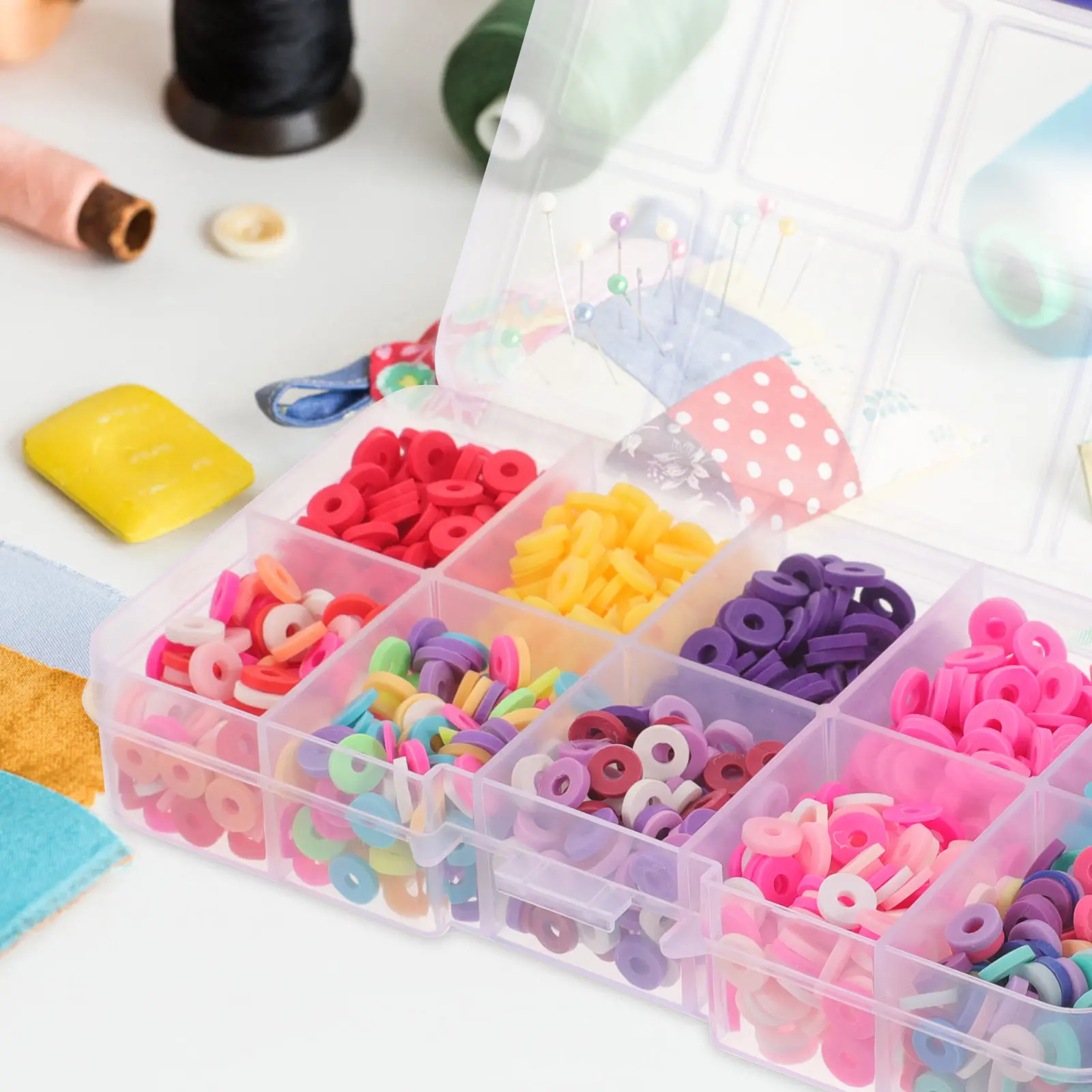 

1500Pcs DIY Polymer Clay Beads Flat Spacer Beads for Jewelry Making Bracelet Necklace Accessories DIY Craft Charms