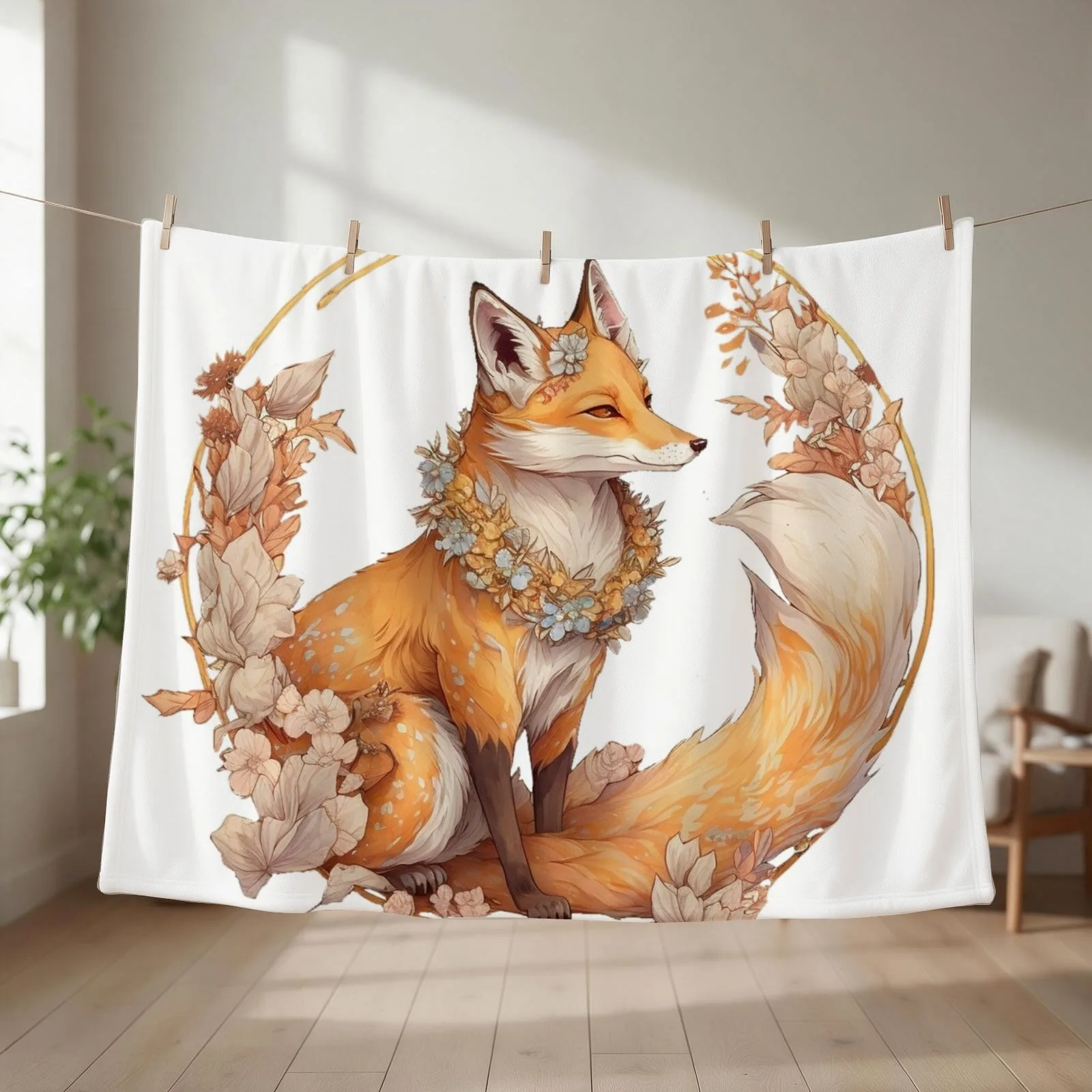Fox Heaven Throw Blanket couch cozy soft plush fuzzy picnic outdoor blanket