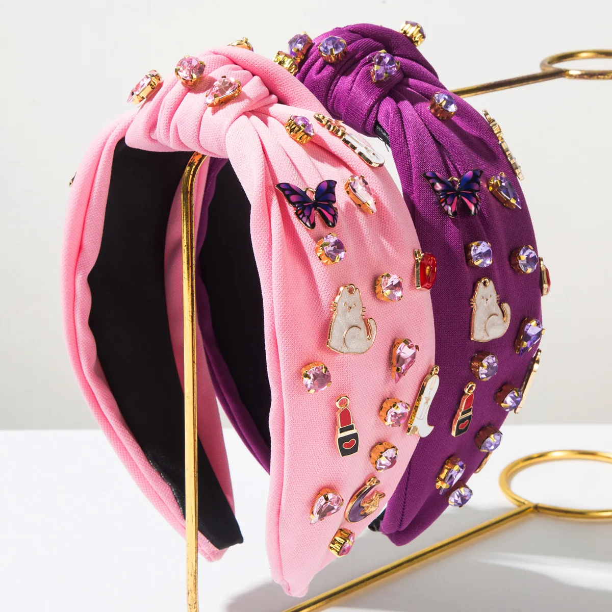 Women's Trendy And Fashion Versatile Headband Diamond Studded Personalized Heart-shaped Lipstick Accessories Decorative Headwear