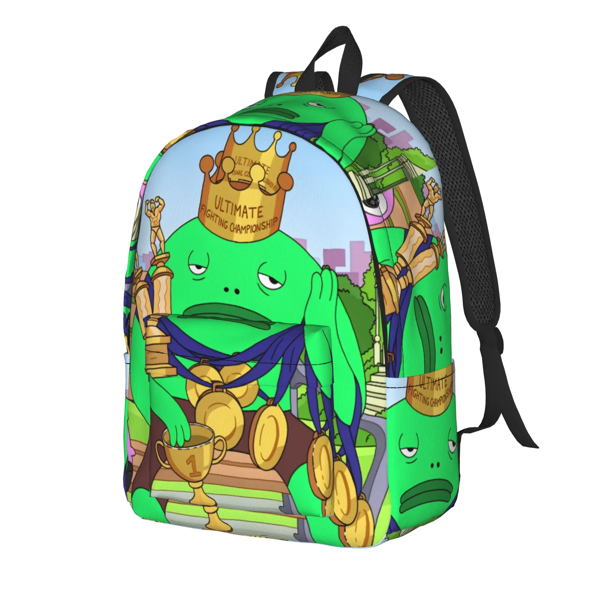 Smiling Friends Pim And Charlie Backpack  Student Unisex Polyester Outdoor Backpacks Durable Fun High School Bags Rucksack