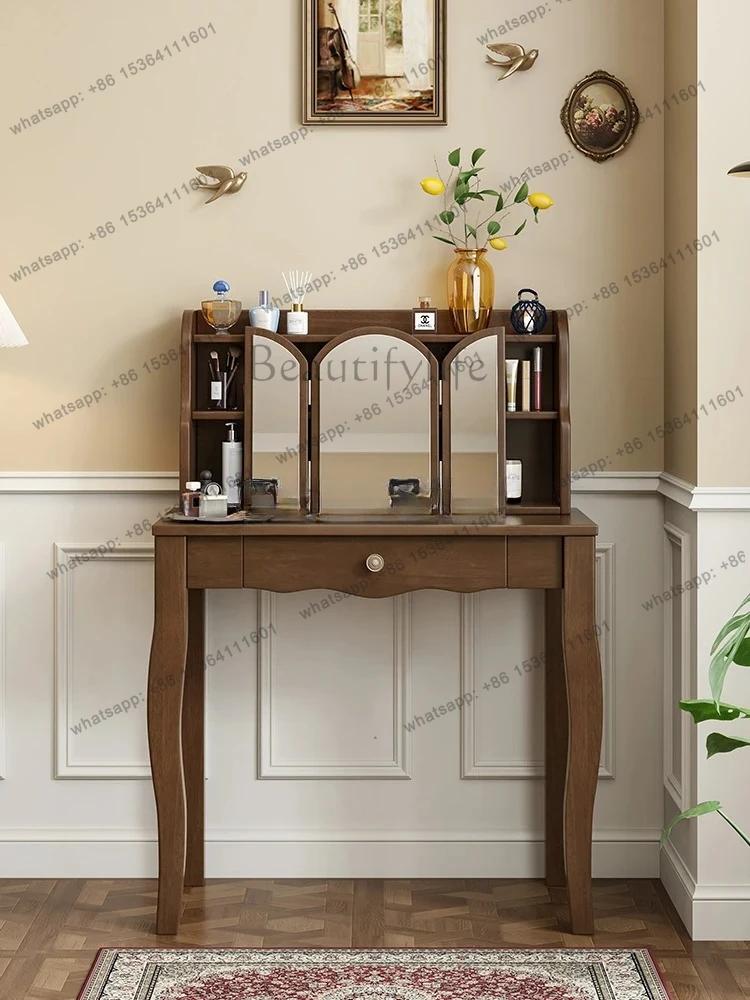 solid wood dresser bedroom desk modern simple retro makeup table storage cabinet