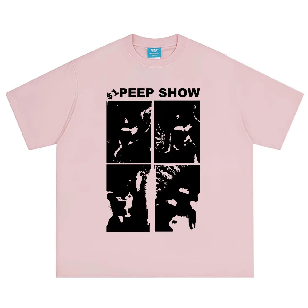 Rapper Lil Peep $‌1 Peep Show Pink T Shirt Fashion Hip Hop T-Shirt Men Women 100% Cotton Casual Short Sleeve T Shirts Streetwear