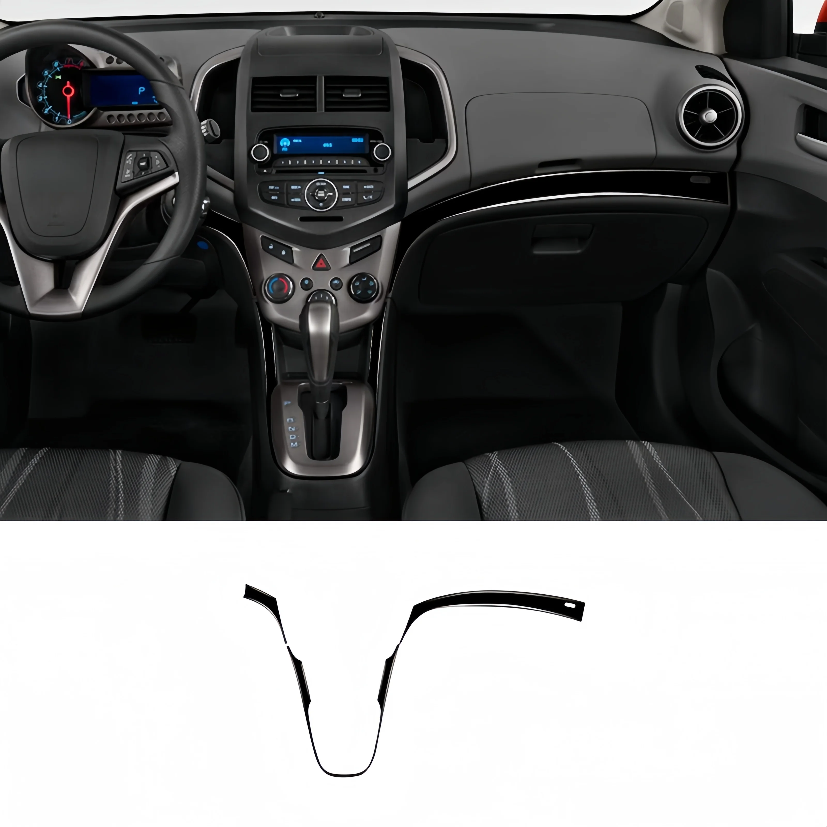 

For Chevrolet Sonic 2012-2016 Piano Black Car Center Console Dashboard Panel Trim Cover Decoration Sticker Interior Accessories