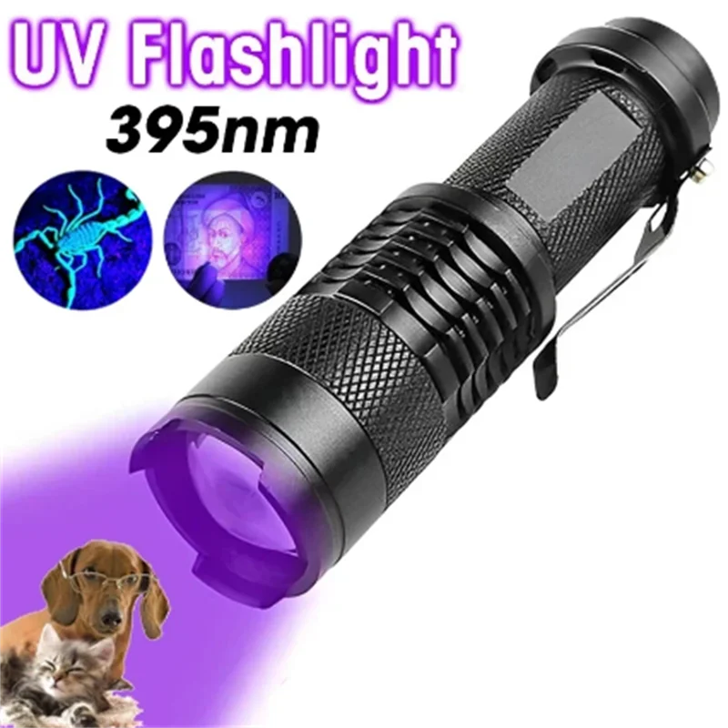 365/395nm UV LED Flashlight  Black Light Wavelength Violet Flashlight Pet Urine Scorpion Feminine Hygiene Detector Torch