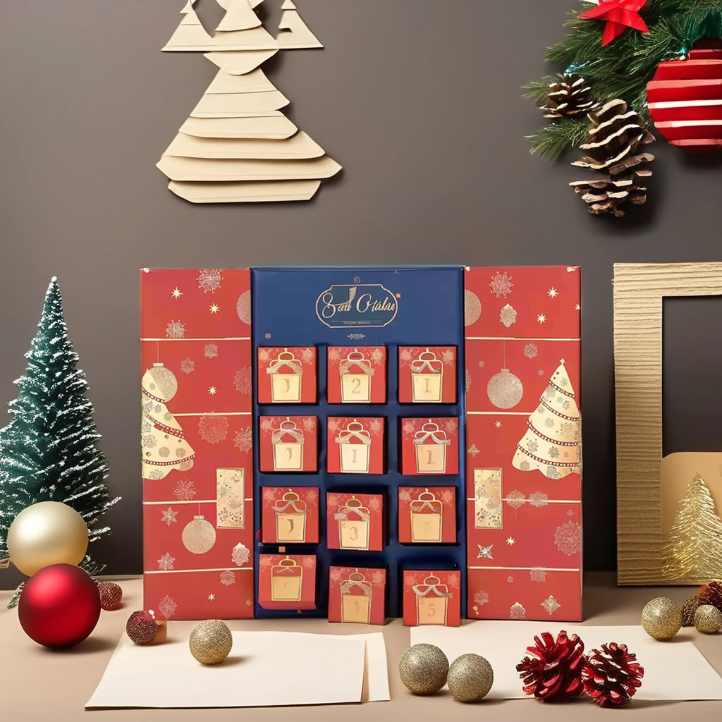 Customization.Wholesale Custom Advent Calendar Count Box Matt Lamination UV Coating Rigid Cardboard Packaging Coffee Gift Giving