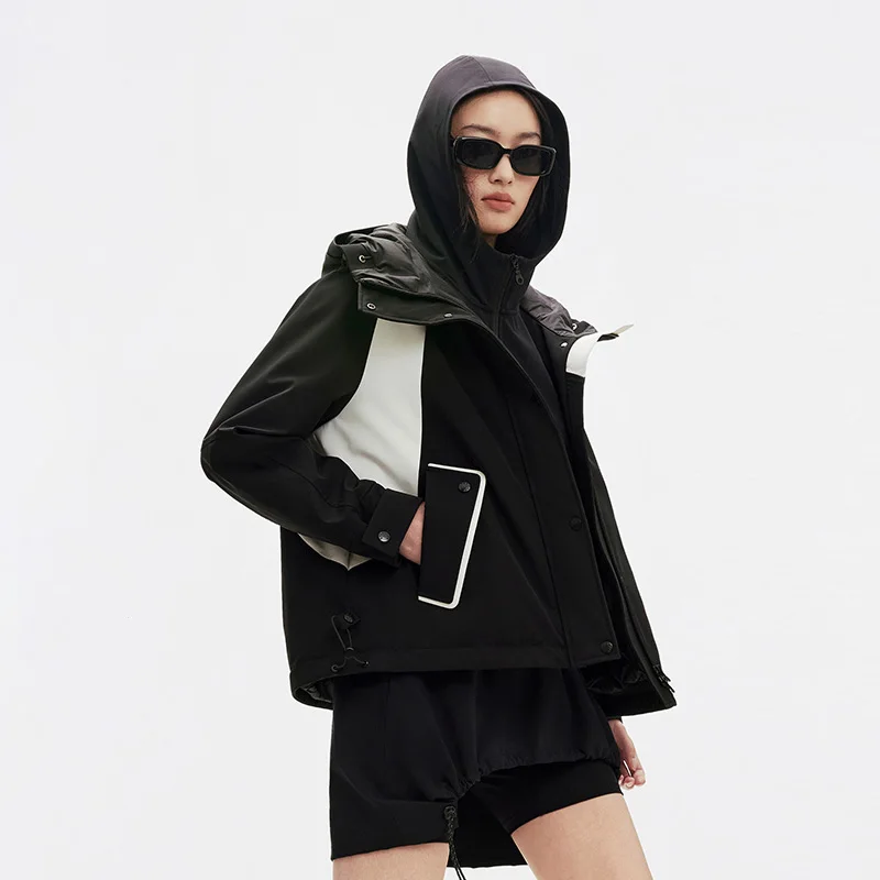 Chericom jaqueta feminina de inverno com capuz, casaco curto e quente com penas de pato, jaqueta de montanhismo ao ar livre Y309025Y