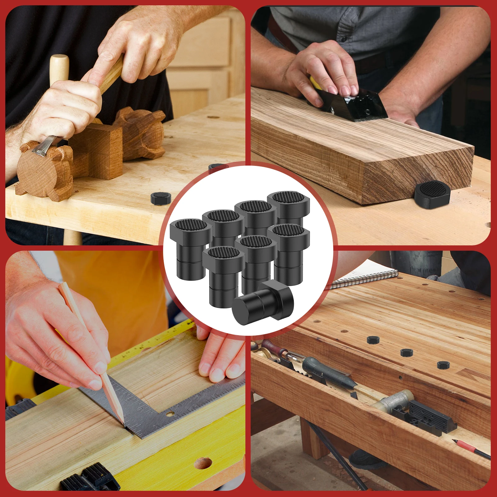 8pcs Bench Clamp Positioning Tenons Spray Paint Sanding Retainer Workbench Hole Stop Woodworking Tool Accessory Wood Board Clamp
