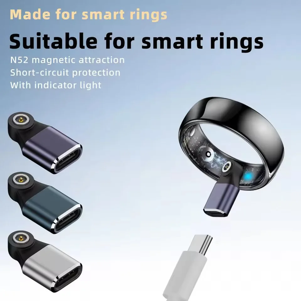 Type-C to Smart Ring Charging Adapter with a Round Connector and Magnetic Function Compatible with Smart Ring Charging Adapters