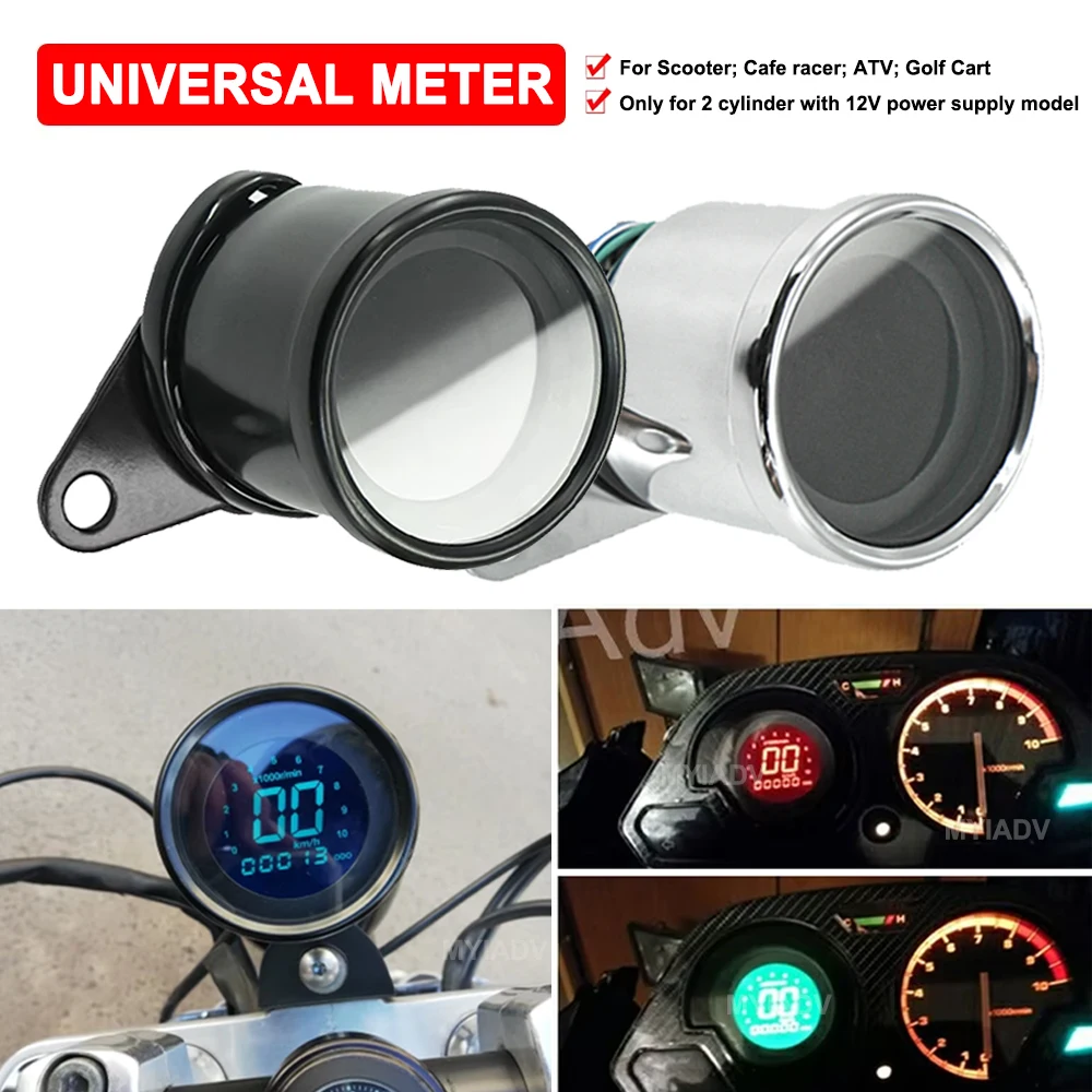 

Universal Motorcycle Digital Speedometer Scooter ATV Meter Retro LCD Odometer Gauge Oil Level Cafe Racer Tachometer indicator