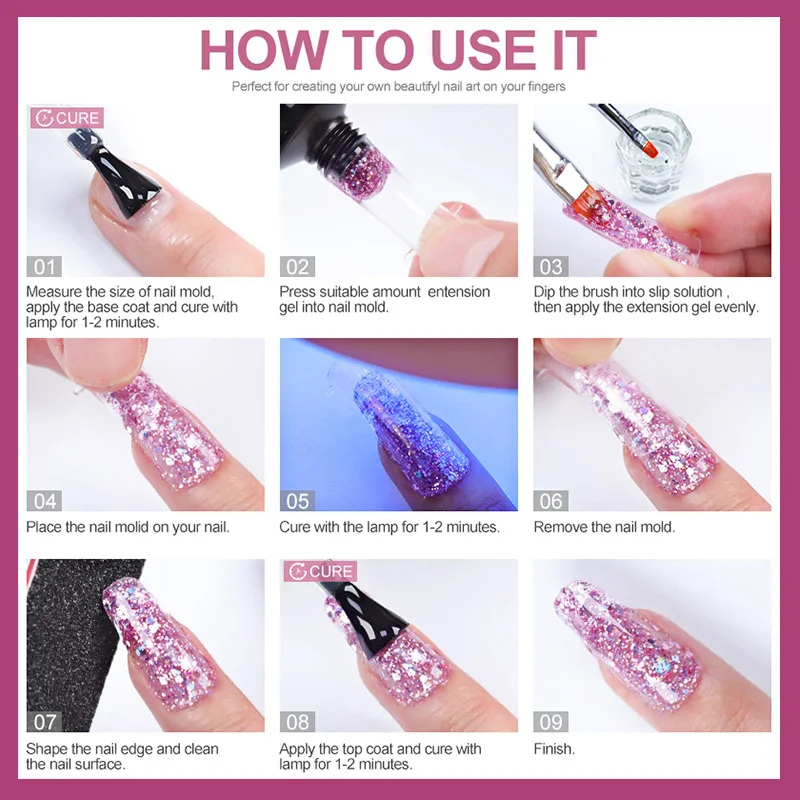 Limegirl przedłużenie paznokci UV zestaw żelowy na palec francuski szybkie rozszerzenie żel Soak Off Nail Art DIY żel do Manicure lakier do paznokci zestawy