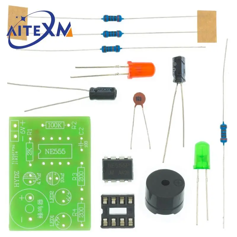 NE555 Multivibrator Kit NE555P Steady-state Circuit Dual Flash LAMP DIY Training Maker Student Lab DIY Learing Kit for Arduino