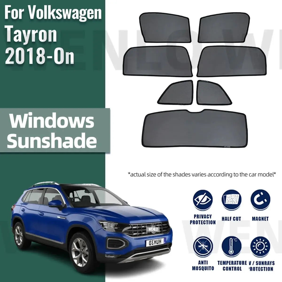 

For Volkswagen VW Tayron 2018-2023 2024 Magnetic Car Sunshade Shield Front Windshield Frame Curtain Rear Side Window Sun Shade