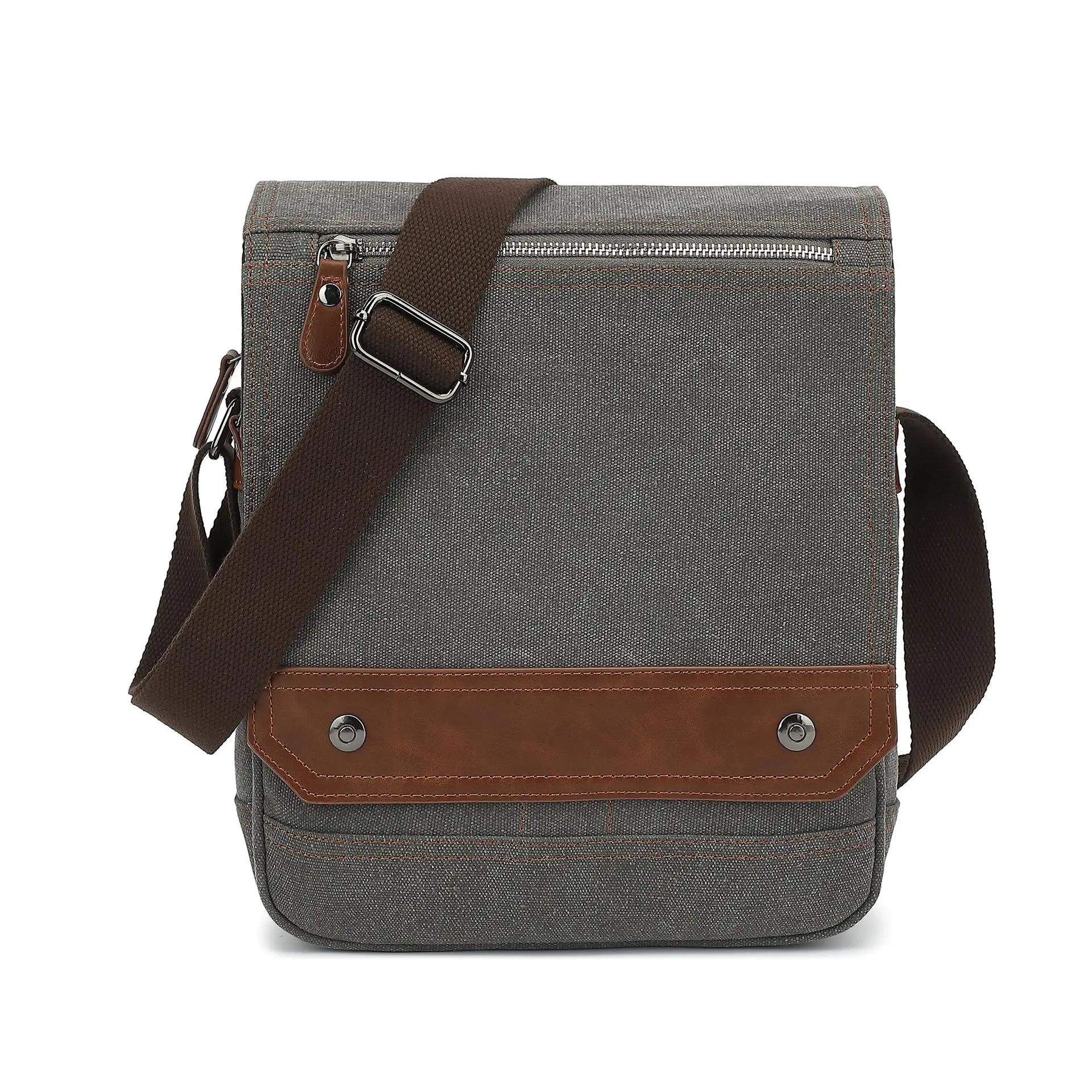 

Vintage wear-resistant canvas men's vertical shoulder bag flip large capacity flat storage travel bag men's crossbody bag