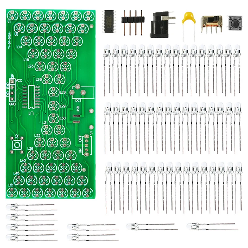 5V Electronic Hourglass DIY Kit Funny Electric Production Kits Precise With LED Lamps single chip Layer PCB Board 84*40mm