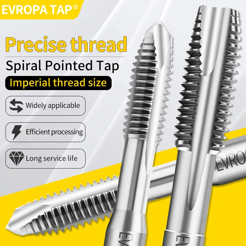 

EVROPA TAP HSSE British system Spiral Pointed Taps Tin Coating BSW1/8-40 3/16-24 3/16-32 5/32-32 7/32-24 7/32-32 1/4-20 5/16-18