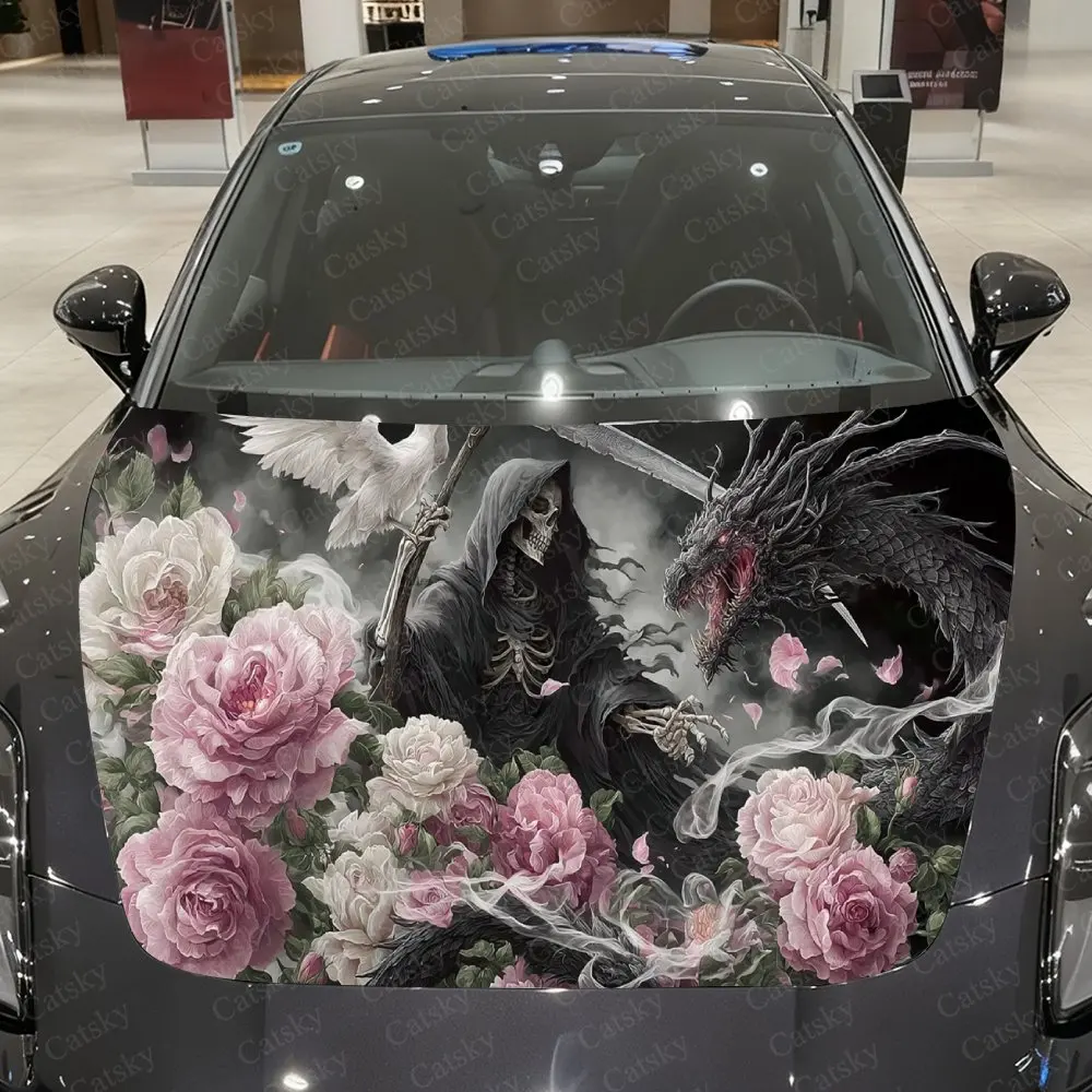 

Netherworld Glory Crane Dragon Car Vinyl Wrap, PVC Waterproof Car Sticker, Self-Adhesive Scratch-Resistant Engine Cover Sticker