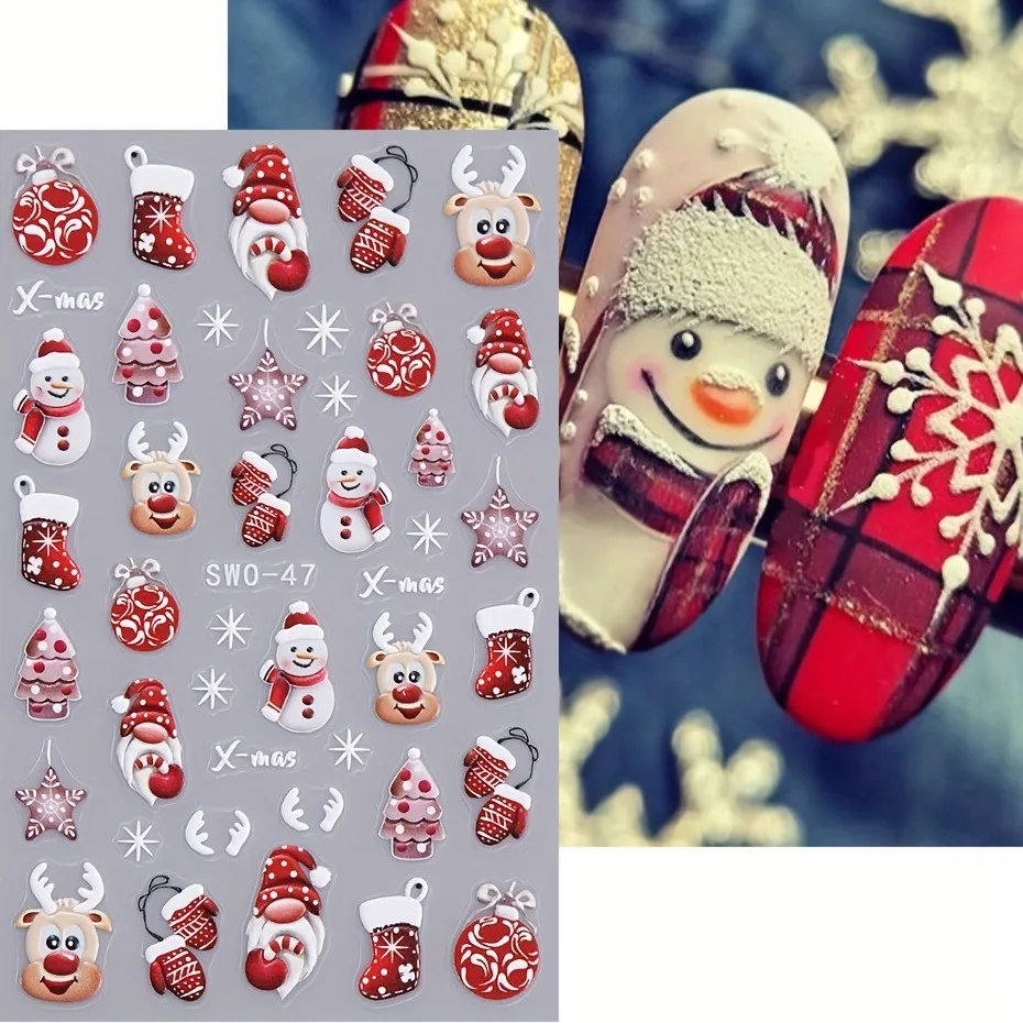 5 قطع من ملصقات الأظافر الشتوية لتخفيف عيد الميلاد، سهلة الاستخدام لتزيين الأظافر DIY، والهدايا والحفلات ومكياج الزفاف وتصفيفه #4