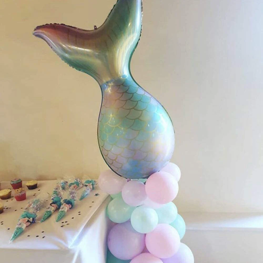 1set Mermaid Tail Party Balloons Number Foil Balloon 1st 2nd 3rd Girls Birthday Decor Balon Wedding Mermaid Shell Helium Globos