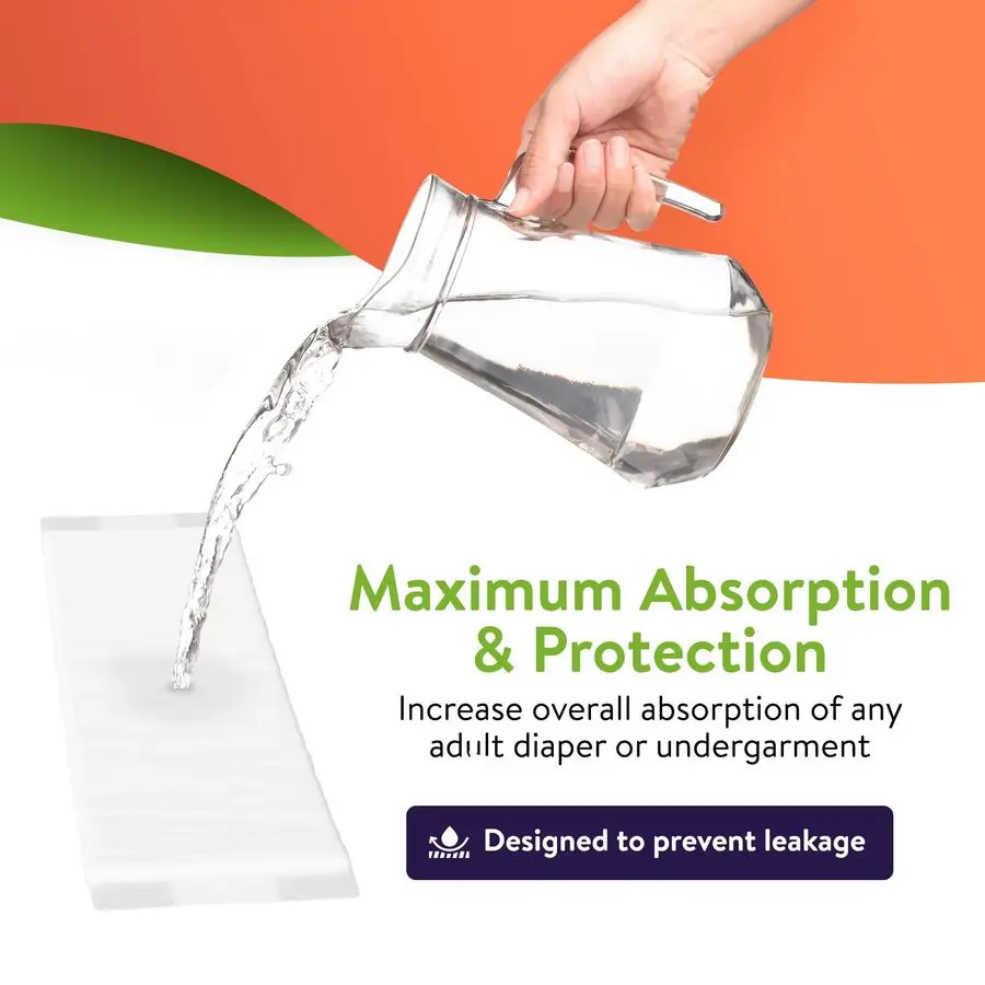 Almohadillas potenciadoras para incontinencia, forro de almohadilla Extra largo súper absorbente, inserciones para mujeres y hombres para pañales para adultos, 5 tazas de absorción, 72 unidades