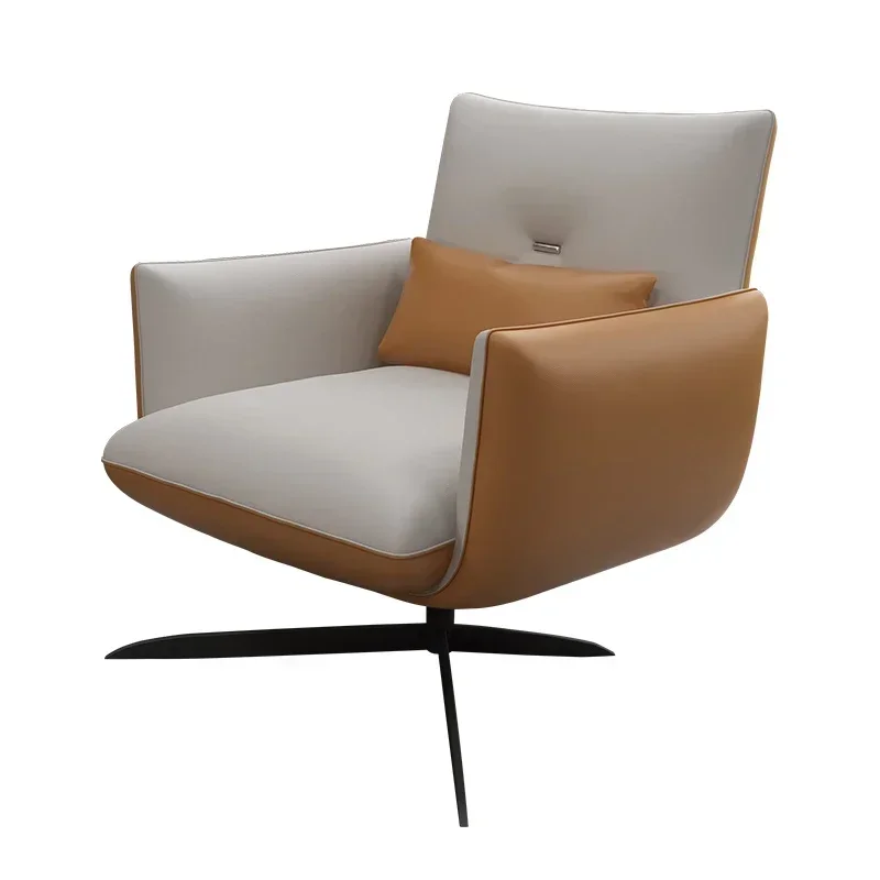 

~Luxury single sofa chair living room balcony single swivel chair minimalist modern PU leather leisure chair