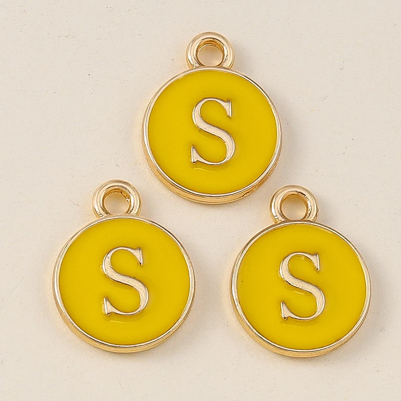 20 Stück 11x14mm Niedliche Gelbe Emaille-Alphabet-Anhänger mit 26 Buchstaben A-Z für Schmuckherstellung, DIY-Halsketten, Ohrringe und Accessoires ﻿ – Detail 21
