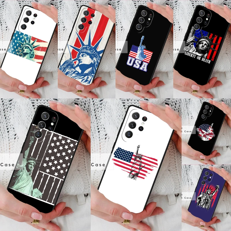 America USA Flag Statue of Liberty BUMPER Phone Cover Case for Samsung Galaxy S26 Ultra S20 FE Note 10 S24 S23 S21 S25 Plus S22
