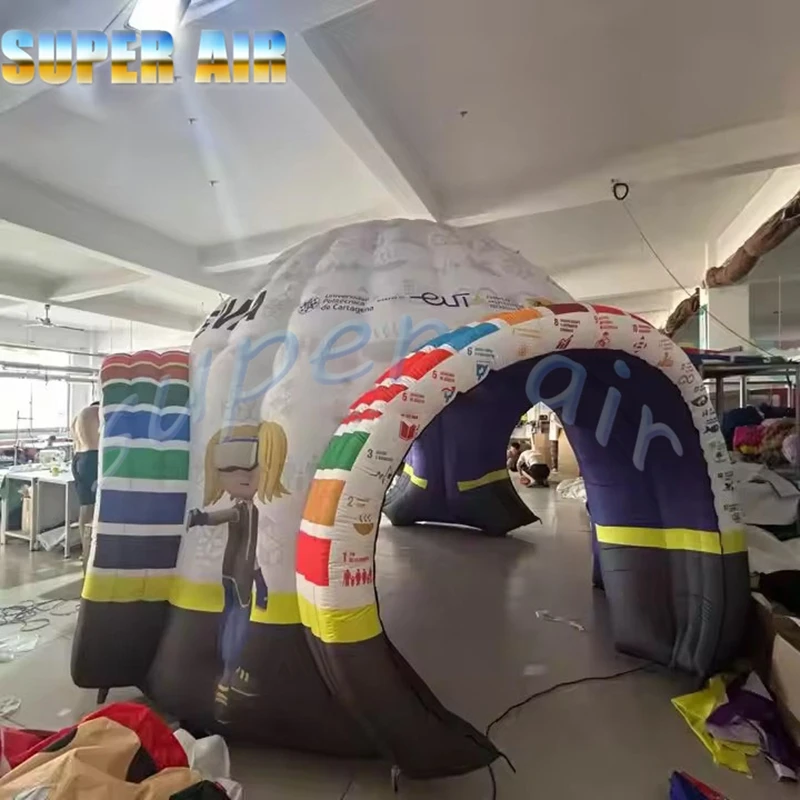 Barraca inflável personalizada com tema científico ao ar livre com logotipo para crianças