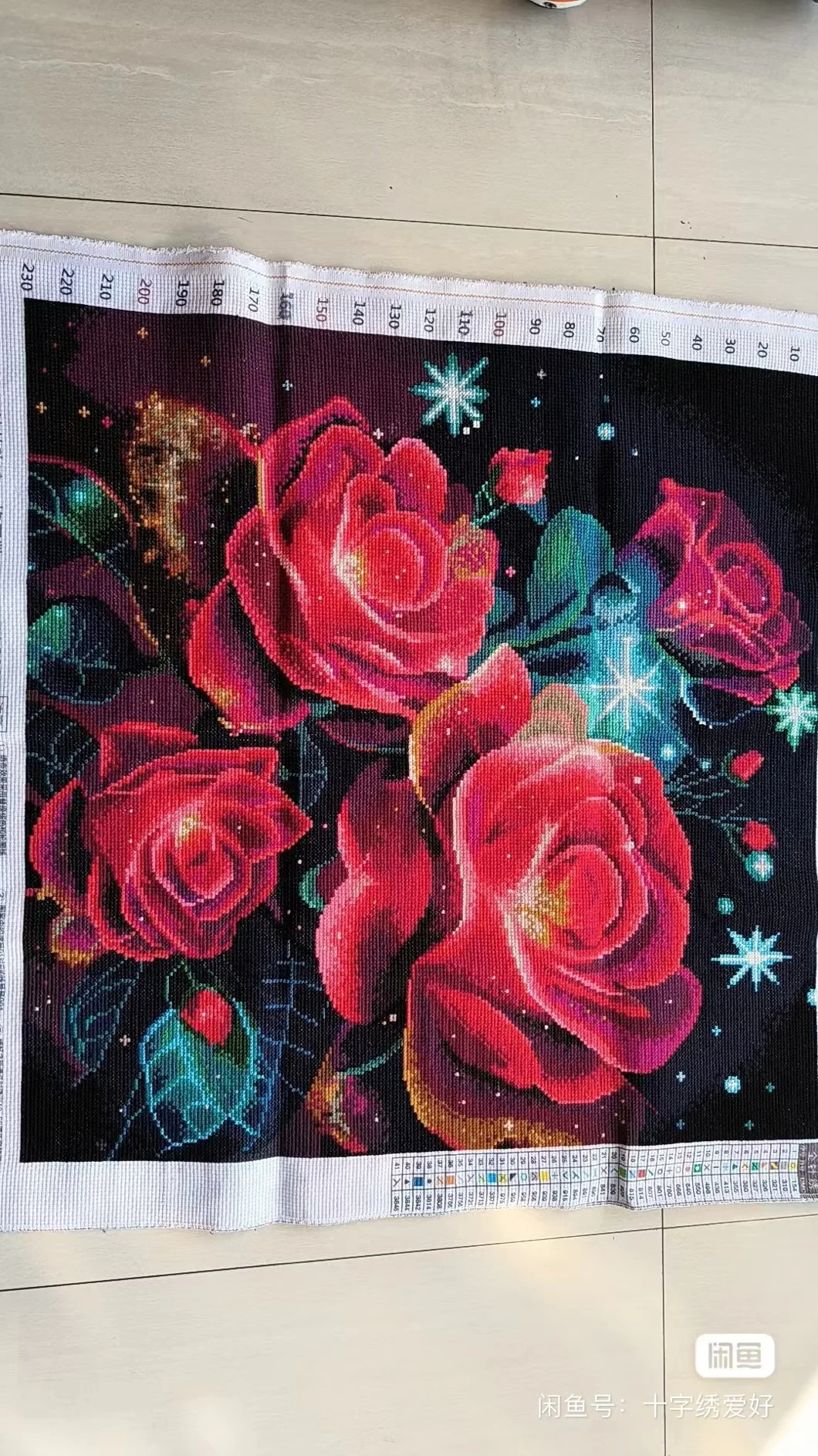 Handmade cross stitch crystal roses, beautiful flowers, bedroom and living room hanging paintings75*75cm