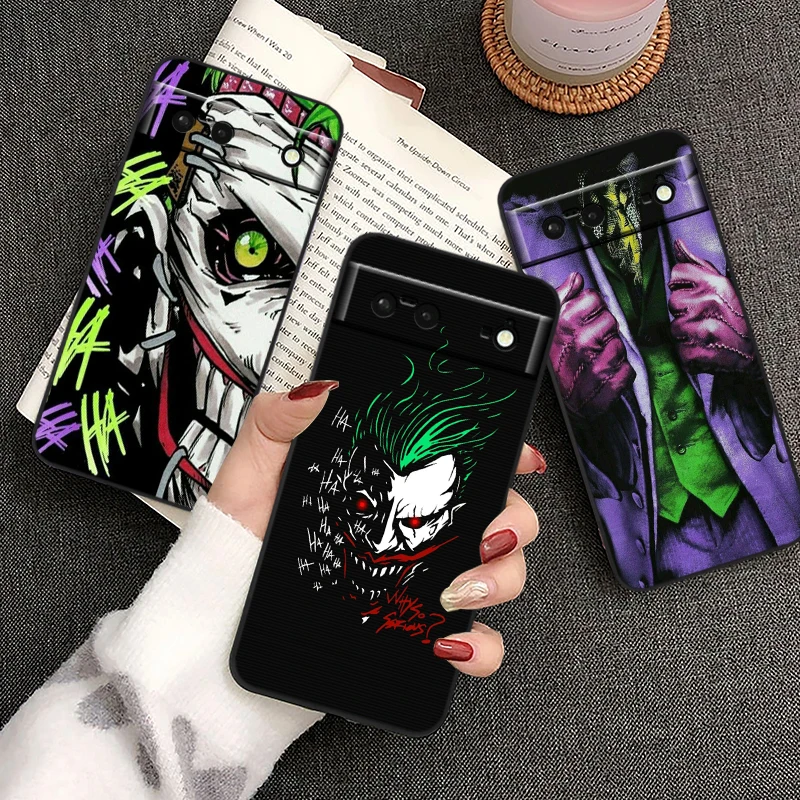 Villain The J-Joker Personality For Google Pixel 9 8 7A 7 6A 6 5A 5 4 4A XL 5G Black Silicon Shockproof Shell Cover Phone Case