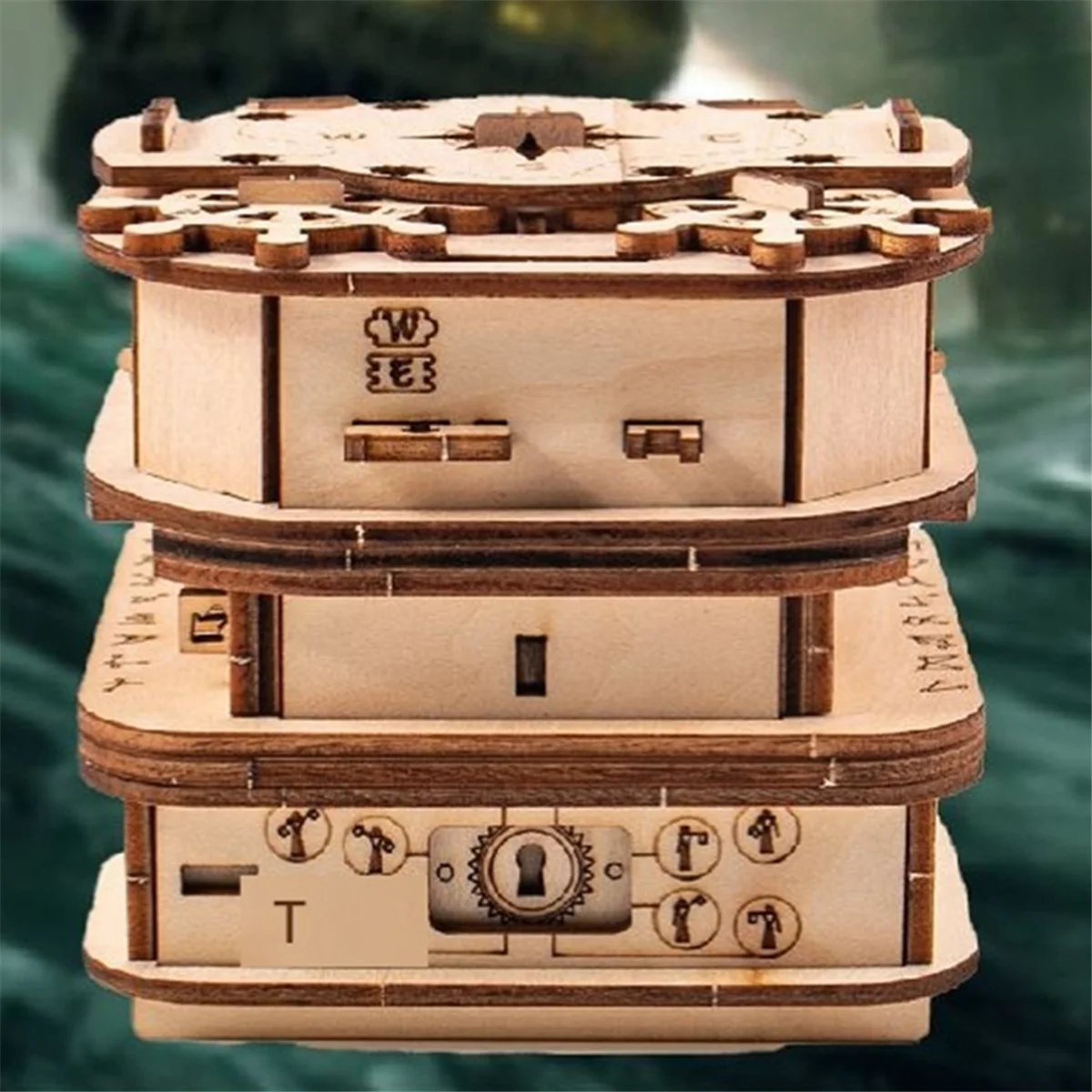 Davy Jones'Locker 퍼즐 상자, 선물 상자, 나무 퍼즐, 성인용 나무 퍼즐, 두뇌 티저, 남성용 생일 선물 도구