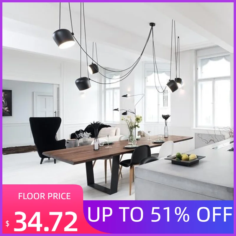 

Modern Drum Pendant Lamp Ceiling LED Hanglamp Spider Industrial Pendant Lights for Restaurant Kitchen Nordic loft light Fixtures