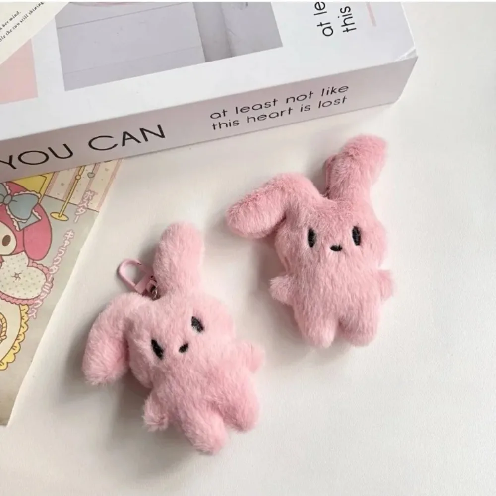 Plush Rabbit Toy Keychain Sweetheart Pink Fluffy Cartoon Keychain Kawaii Soft Couple Keychain Backpack Car Key Pendant Kid Gift